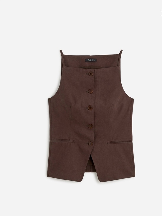 Madewell Tops - Madewell Brown Button-Front Sleeveless Vest